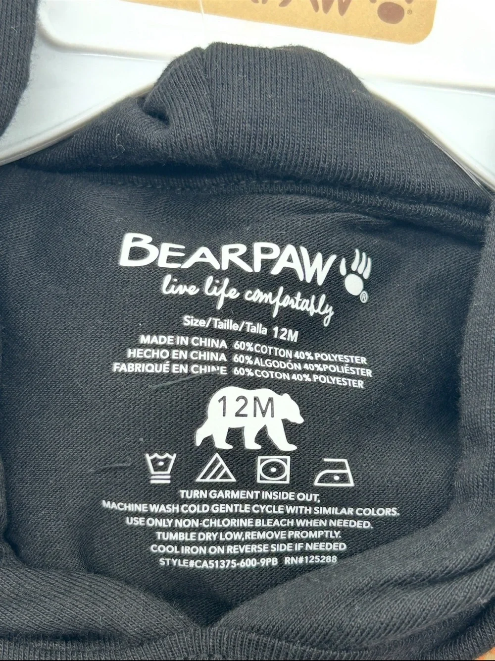 BearPaw Boys 12M Black Hoodie with Red Cargo Jogger Set